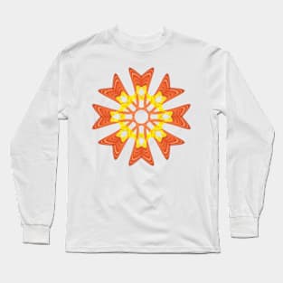 Red and Yellow mandala Long Sleeve T-Shirt